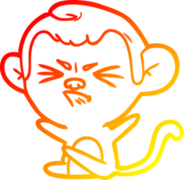 warm gradient line drawing of a cartoon angry monkey png