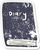 retro distressed sticker of a cartoon diary png