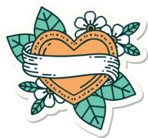 sticker of tattoo in traditional style of a heart and banner png