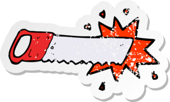 retro distressed sticker of a cartoon saw png