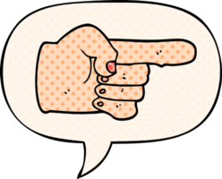 cartoon pointing hand with speech bubble in comic book style png