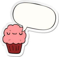 Karikatur Muffin mit Rede Blase Aufkleber png