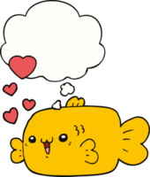 cute cartoon fish with love hearts with thought bubble png