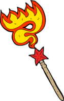 cartoon magic wand casting fire spell png