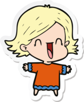 sticker of a cartoon happy woman png