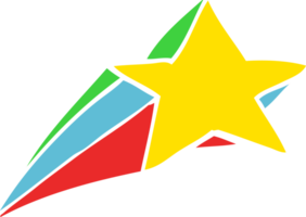 desenho animado de estilo de cor plana decorativa estrela cadente png