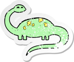 retro distressed sticker of a cartoon dinoaur png