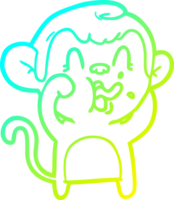 cold gradient line drawing of a crazy cartoon monkey png