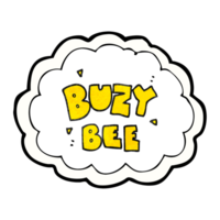 hand textured cartoon buzy bee text symbol png