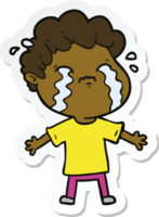 sticker of a cartoon man crying png