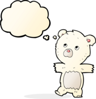 cartoon schattige ijsbeer met gedachte bubble png