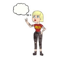 mano dibujado pensamiento burbuja texturizado dibujos animados rock niña png