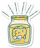 sticker of a tattoo style brain in jar png