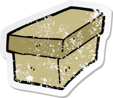 distressed sticker of a cartoon cardboard box png