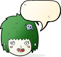 cartoon happy vampire girl face with speech bubble png