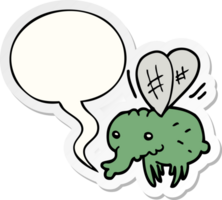 cartoon fly with speech bubble sticker png