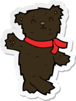 sticker of a cartoon waving teddy black bear png