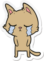 adesivo de um gato de desenho animado chorando png