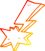 warm gradient line drawing of a cartoon lightning bolt png