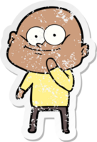 distressed sticker of a cartoon bald man staring png