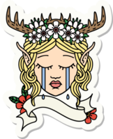 sticker of a sad elf druid character face png