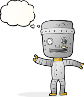 cartoon funny old robot with thought bubble png