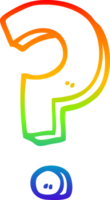 rainbow gradient line drawing of a cartoon question mark png