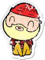 distressed sticker of a cartoon bearded man png