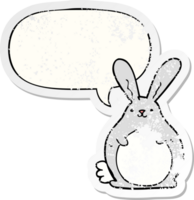 cartoon rabbit with speech bubble distressed distressed old sticker png