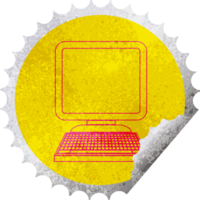 computador ícone circular descamação adesivo ilustração png