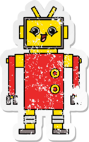 distressed sticker of a cute cartoon robot png