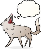 cartoon snapping wolf with thought bubble png