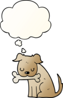 cartoon dog with thought bubble in smooth gradient style png