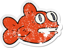 distressed sticker of a cartoon fish png