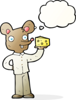 cartoon mouse holding cheese with thought bubble png