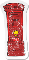 retro distressed sticker of a cartoon british post box png