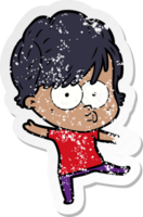 distressed sticker of a cartoon woman png