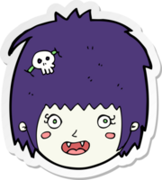 pegatina de una cara de niña vampiro feliz de dibujos animados png