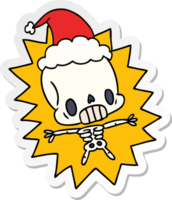 hand drawn christmas sticker cartoon of kawaii skeleton png