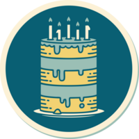 sticker of tattoo in traditional style of a birthday cake png