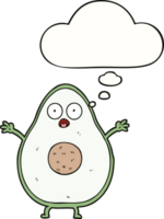 tekenfilm avocado met gedachte bubbel png