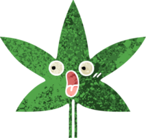 retrò illustrazione stile cartone animato di un' marijuana foglia png