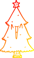 warm gradient line drawing of a christmas tree png