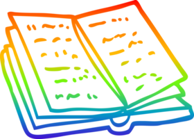 rainbow gradient line drawing of a cartoon reading book png