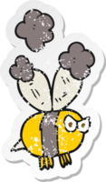 retro distressed sticker of a cartoon angry bee png