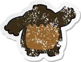 retro distressed sticker of a cartoon black bear body png