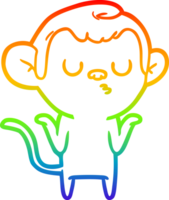 rainbow gradient line drawing of a cartoon monkey png