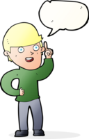 cartoon boy with idea with speech bubble png