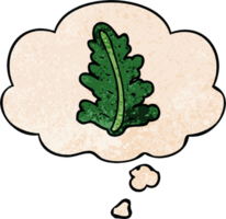 cartoon leaf with thought bubble in grunge texture style png