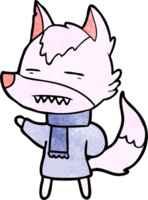 cartoon wolf in winter clothes png